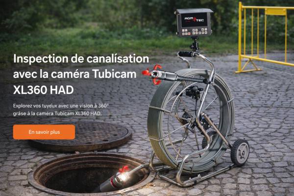 Inspection d’une canalisation avec la caméra rotative Tubicam XL360 HAD